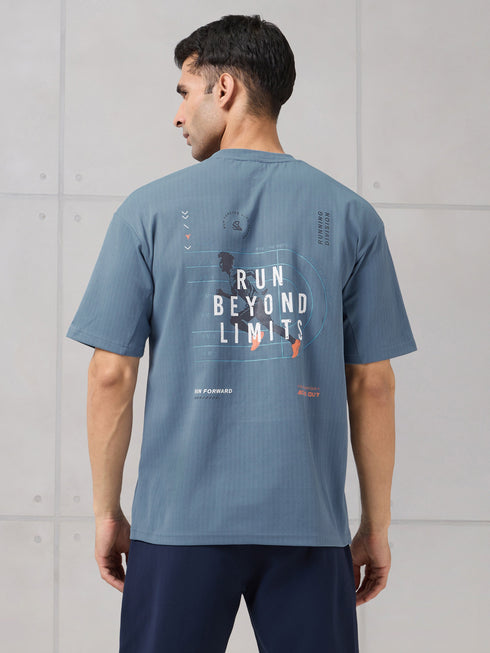 Men Round Neck Back Printed Active Out Regular Fit T-Shirt with ELASTOPLUS