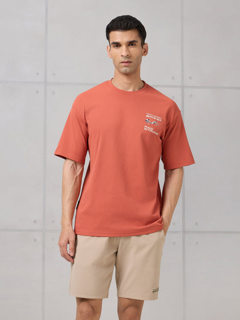 Men Round Neck Back Printed Active Out Regular Fit T-Shirt with ELASTOPLUS