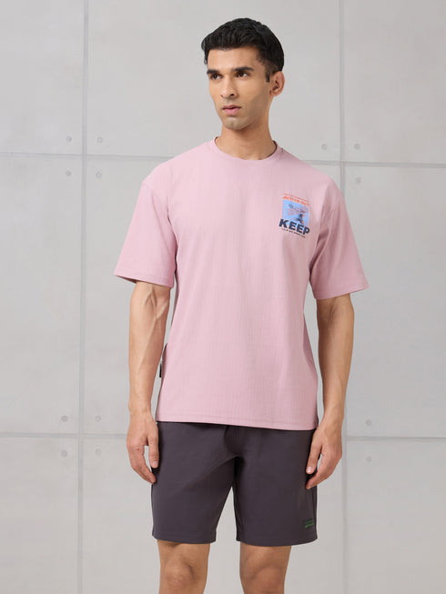 Men Round Neck Back Printed Active Out Regular Fit T-Shirt with ELASTOPLUS