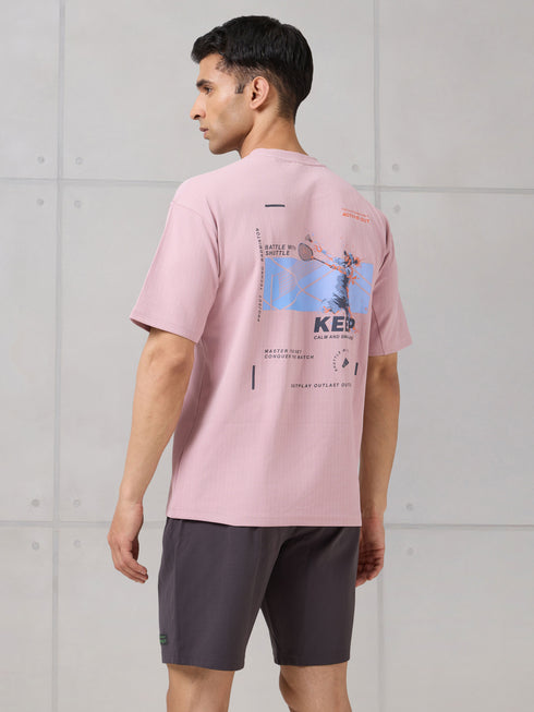 Men Round Neck Back Printed Active Out Regular Fit T-Shirt with ELASTOPLUS