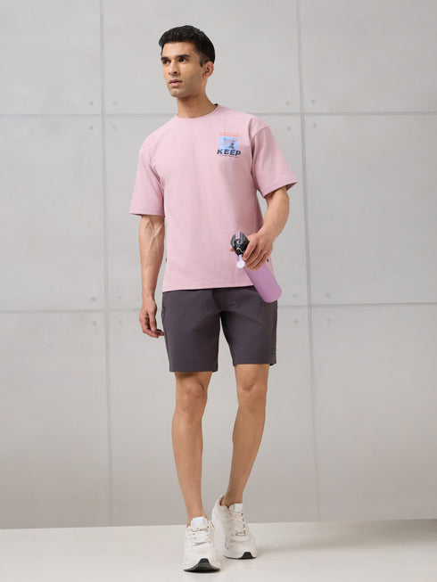 Men Round Neck Back Printed Active Out Regular Fit T-Shirt with ELASTOPLUS