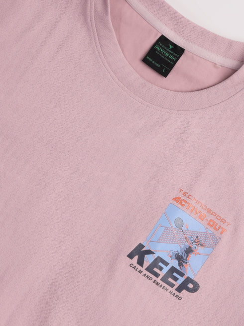 Men Round Neck Back Printed Active Out Regular Fit T-Shirt with ELASTOPLUS