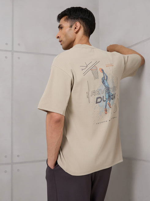 Men Round Neck Back Printed Active Out Regular Fit T-Shirt with ELASTOPLUS