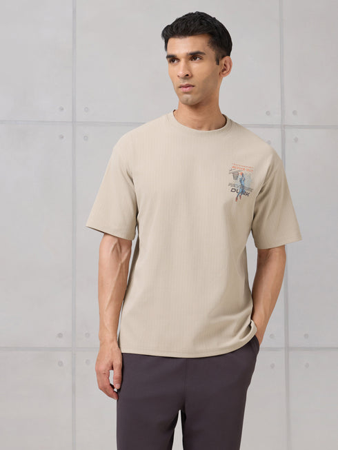 Men Round Neck Back Printed Active Out Regular Fit T-Shirt with ELASTOPLUS