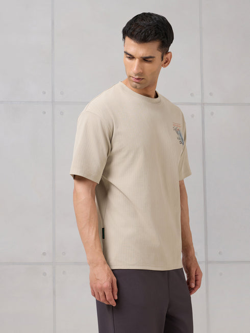 Men Round Neck Back Printed Active Out Regular Fit T-Shirt with ELASTOPLUS