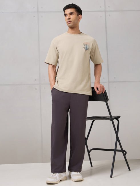 Men Round Neck Back Printed Active Out Regular Fit T-Shirt with ELASTOPLUS