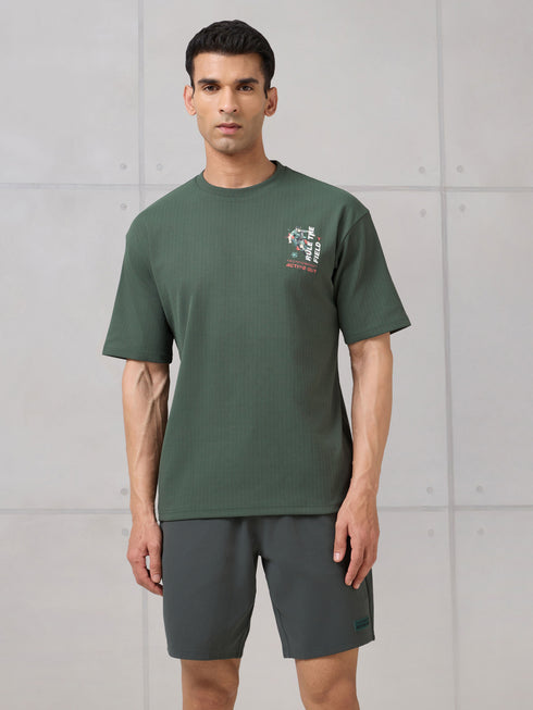 Men Round Neck Back Printed Active Out Regular Fit T-Shirt with ELASTOPLUS