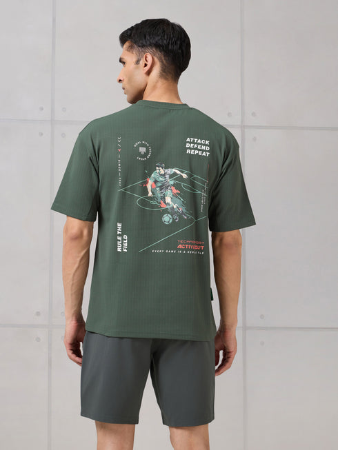 Men Round Neck Back Printed Active Out Regular Fit T-Shirt with ELASTOPLUS