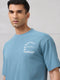 Men Round Neck Self Design Active Out Regular Fit T-Shirt with ELASTOPLUS