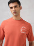 Men Round Neck Self Design Active Out Regular Fit T-Shirt with ELASTOPLUS