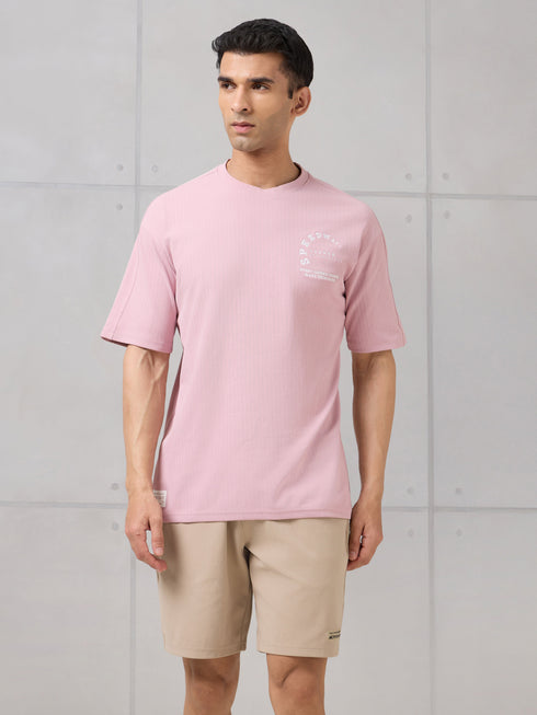 Men Round Neck Self Design Active Out Regular Fit T-Shirt with ELASTOPLUS