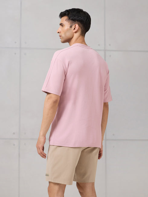 Men Round Neck Self Design Active Out Regular Fit T-Shirt with ELASTOPLUS