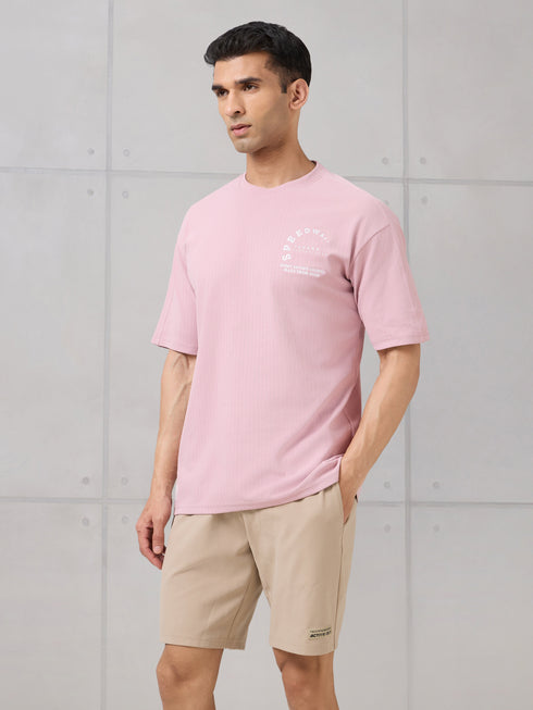 Men Round Neck Self Design Active Out Regular Fit T-Shirt with ELASTOPLUS