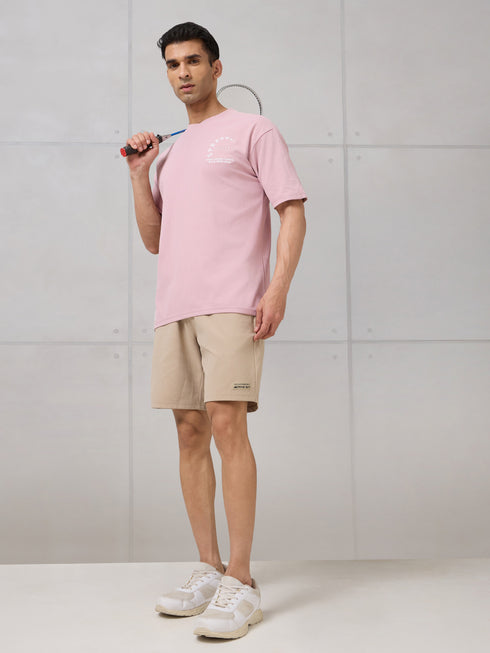Men Round Neck Self Design Active Out Regular Fit T-Shirt with ELASTOPLUS