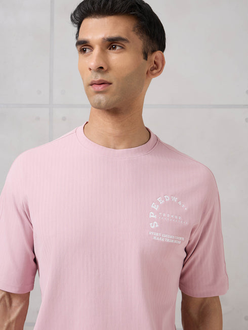 Men Round Neck Self Design Active Out Regular Fit T-Shirt with ELASTOPLUS