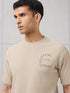 Men Round Neck Self Design Active Out Regular Fit T-Shirt with ELASTOPLUS