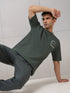 Men Round Neck Self Design Active Out Regular Fit T-Shirt with ELASTOPLUS