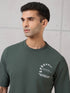 Men Round Neck Self Design Active Out Regular Fit T-Shirt with ELASTOPLUS