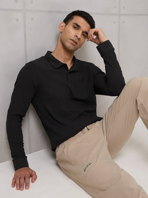 Men Solid Active Out Polo Neck T-shirt with COTFLEX
