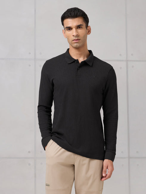 Men Solid Active Out Polo Neck T-shirt with COTFLEX