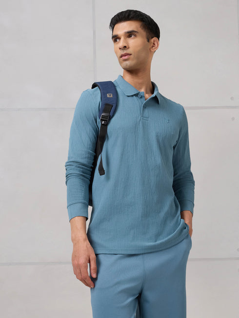 Men Solid Active Out Polo Neck T-shirt with COTFLEX