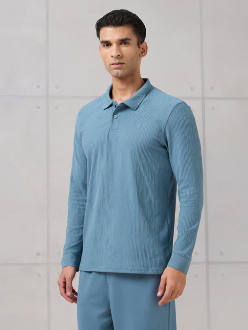 Men Solid Active Out Polo Neck T-shirt with COTFLEX