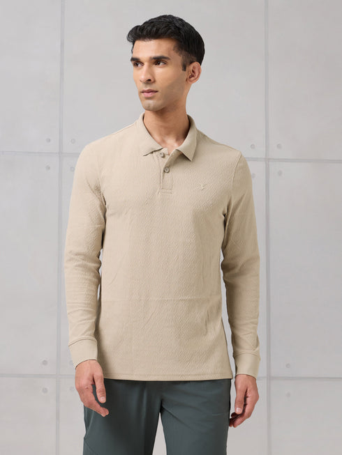 Men Solid Active Out Polo Neck T-shirt with COTFLEX