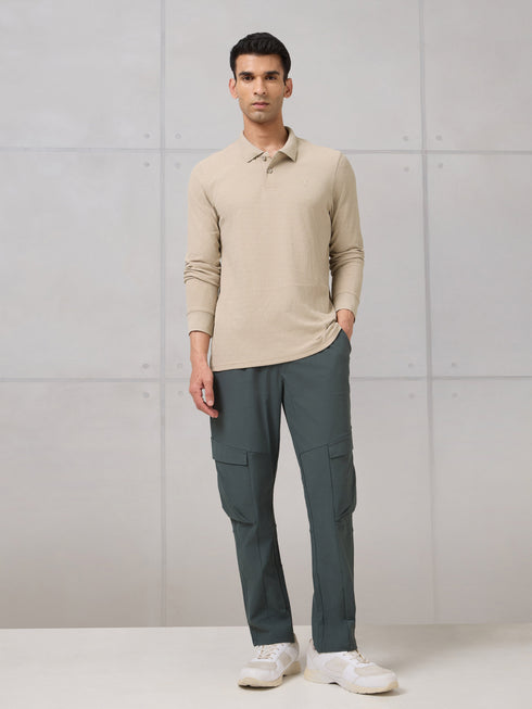 Men Solid Active Out Polo Neck T-shirt with COTFLEX