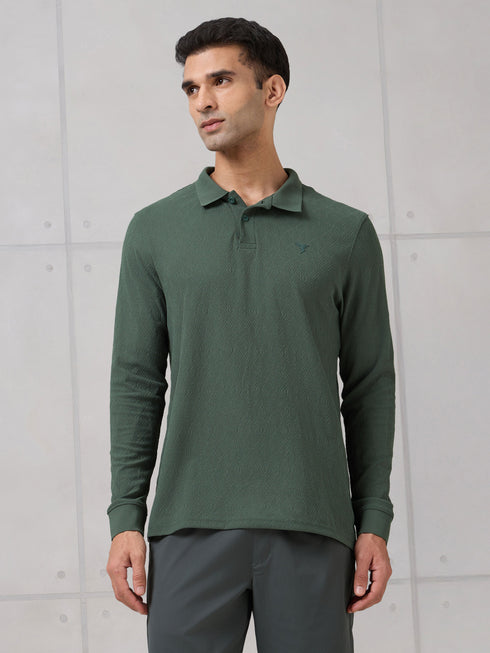 Men Solid Active Out Polo Neck T-shirt with COTFLEX