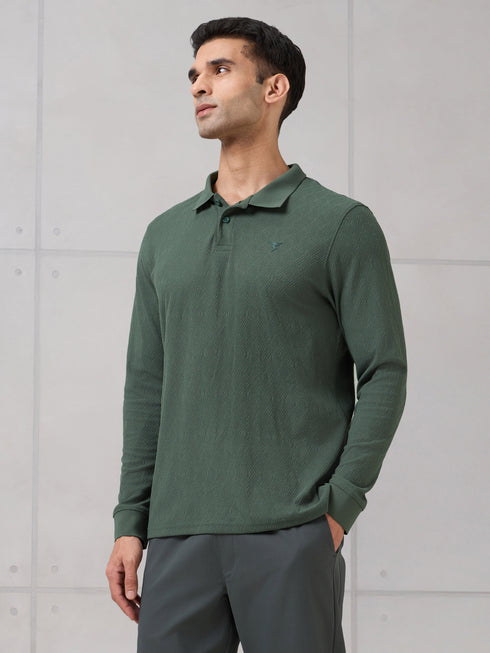 Men Solid Active Out Polo Neck T-shirt with COTFLEX