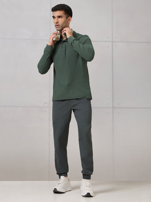 Men Solid Active Out Polo Neck T-shirt with COTFLEX