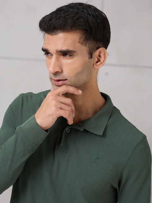 Men Solid Active Out Polo Neck T-shirt with COTFLEX
