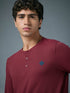 Men Self Design Slim Fit Henley Neck Sports T-Shirt with TECHNOCOOL+