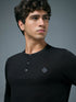 Men Self Design Slim Fit Henley Neck Sports T-Shirt with TECHNOCOOL+