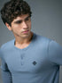Men Self Design Slim Fit Henley Neck Sports T-Shirt with TECHNOCOOL+