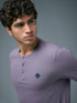 Men Self Design Slim Fit Henley Neck Sports T-Shirt with TECHNOCOOL+