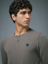 Men Self Design Slim Fit Henley Neck Sports T-Shirt with TECHNOCOOL+