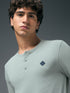 Men Self Design Slim Fit Henley Neck Sports T-Shirt with TECHNOCOOL+
