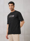 Men Round Neck Typography Printed Active Out Slim Fit T-Shirt with ELASTOPLUS
