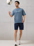 Men Round Neck Typography Printed Active Out Slim Fit T-Shirt with ELASTOPLUS