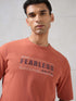 Men Round Neck Typography Printed Active Out Slim Fit T-Shirt with ELASTOPLUS