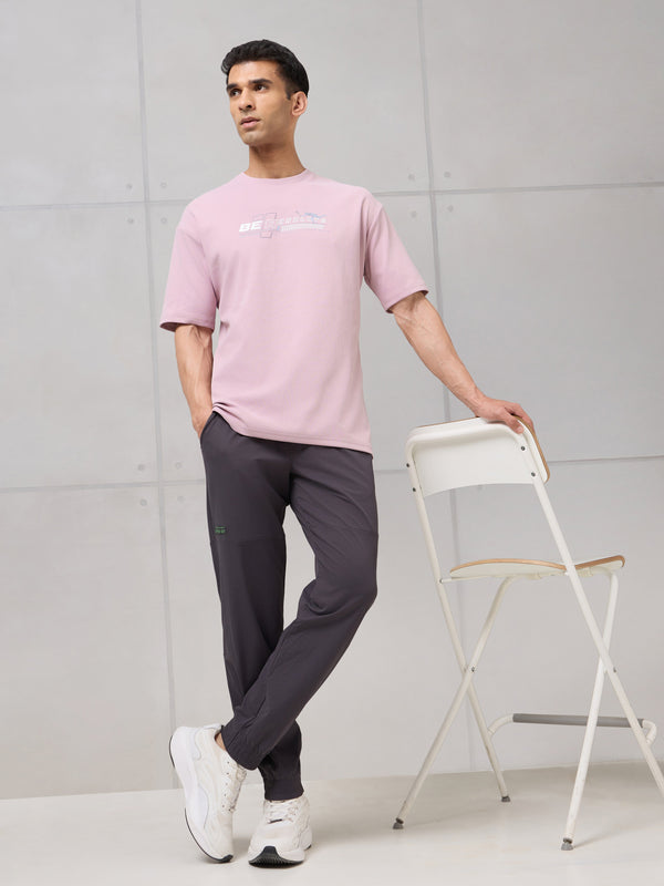 Men Round Neck Typography Printed Active Out Slim Fit T-Shirt with ELASTOPLUS