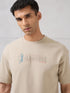 Men Round Neck Typography Printed Active Out Slim Fit T-Shirt with ELASTOPLUS