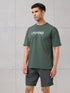 Men Round Neck Typography Printed Active Out Slim Fit T-Shirt with ELASTOPLUS