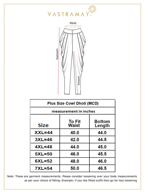 Men's Plus Size Gold Solid Cowl Dhoti Pants