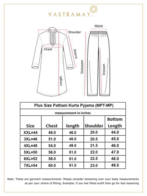 Men's Plus Size Black Cotton Blend Pathani Set