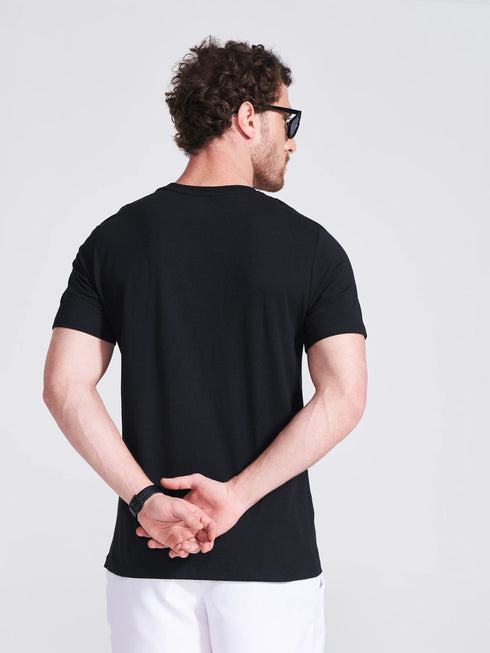 Men's Black Printed Round Neck T-Shirt