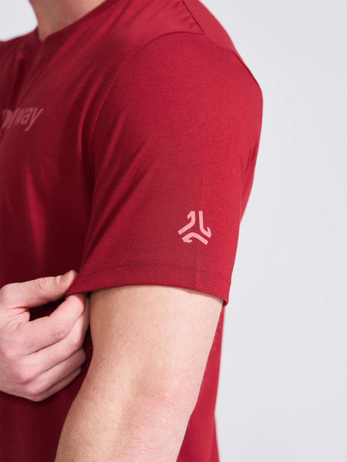 Men's Burgundy Printed Round Neck T-Shirt