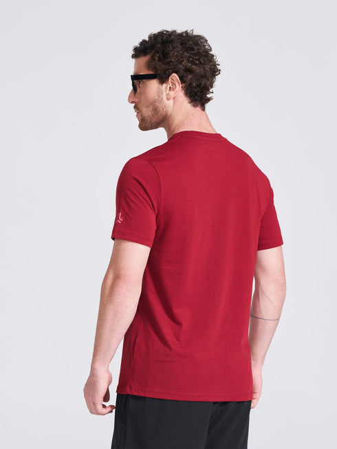 Men's Burgundy Printed Round Neck T-Shirt
