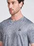 Men's Grey Printed Round Neck T-Shirt